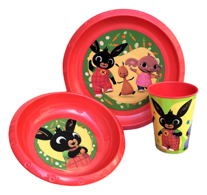 Set Pappa Bing Sula Flop Pando Amma 2 Piatti + Bicchiere Bambina in Confezione - St1009