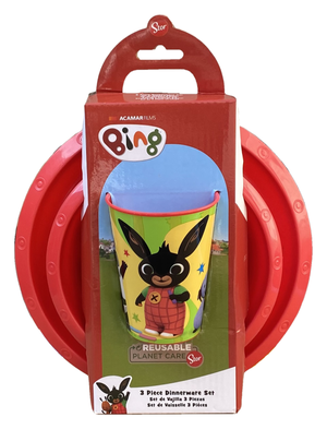Set Pappa Bing Sula Flop Pando Amma 2 Piatti + Bicchiere Bambina in Confezione - St1009