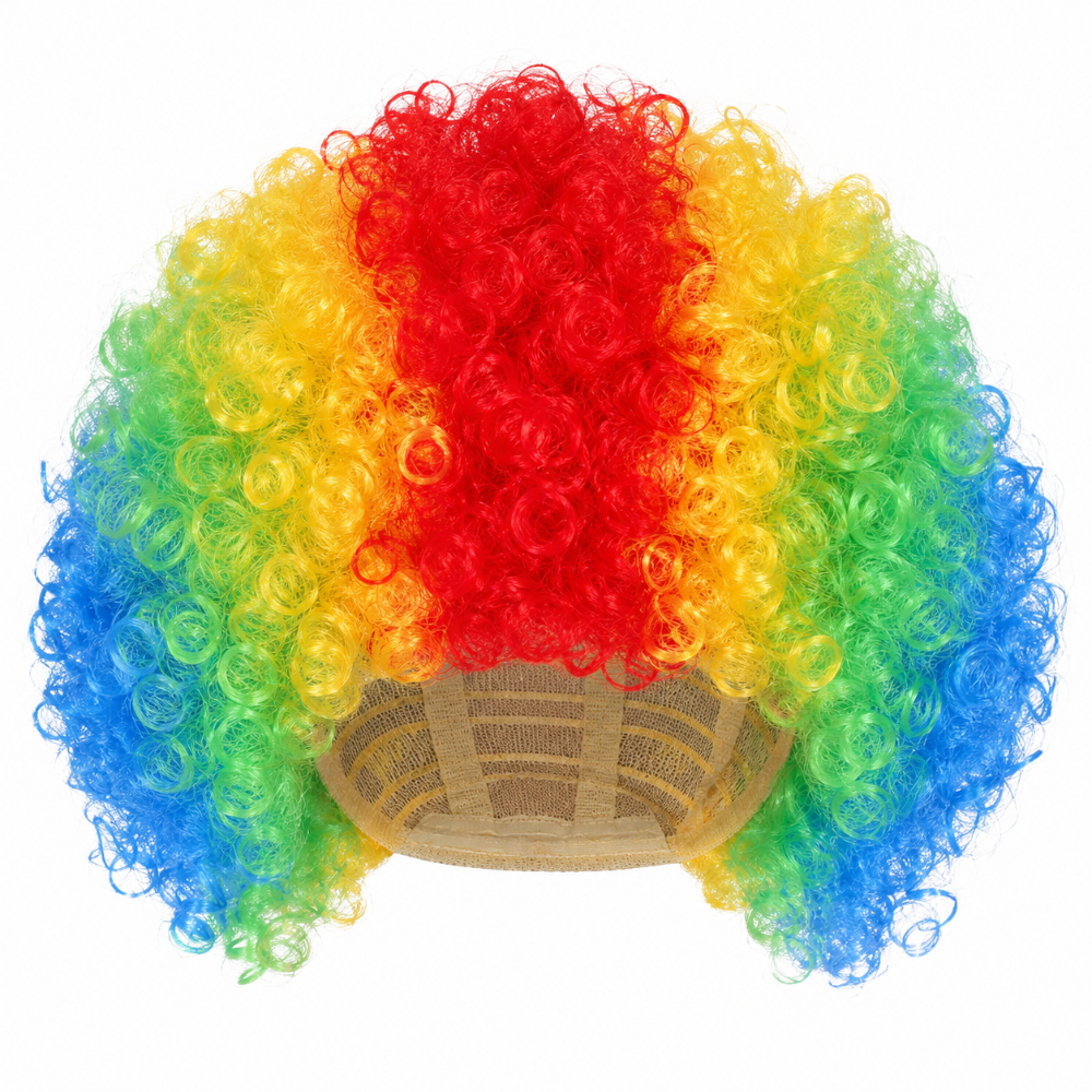 Parrucca Riccia Multicolore Accessorio Travestimento Carnevale Clown Pagliaccio - 90207