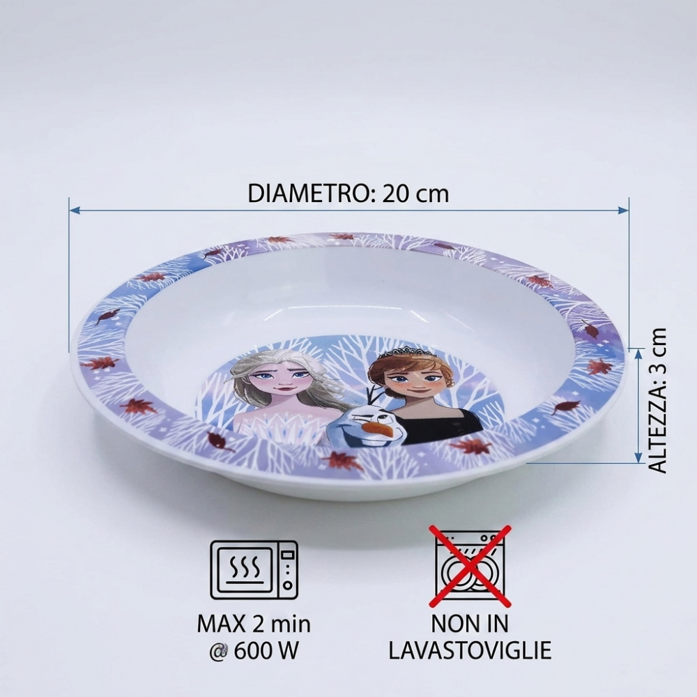Piatto Fondo Frozen DISNEY Stoviglia 20 CM in Plastica Riutilizzabile Bpa Free Adatto Al Microonde - St81048