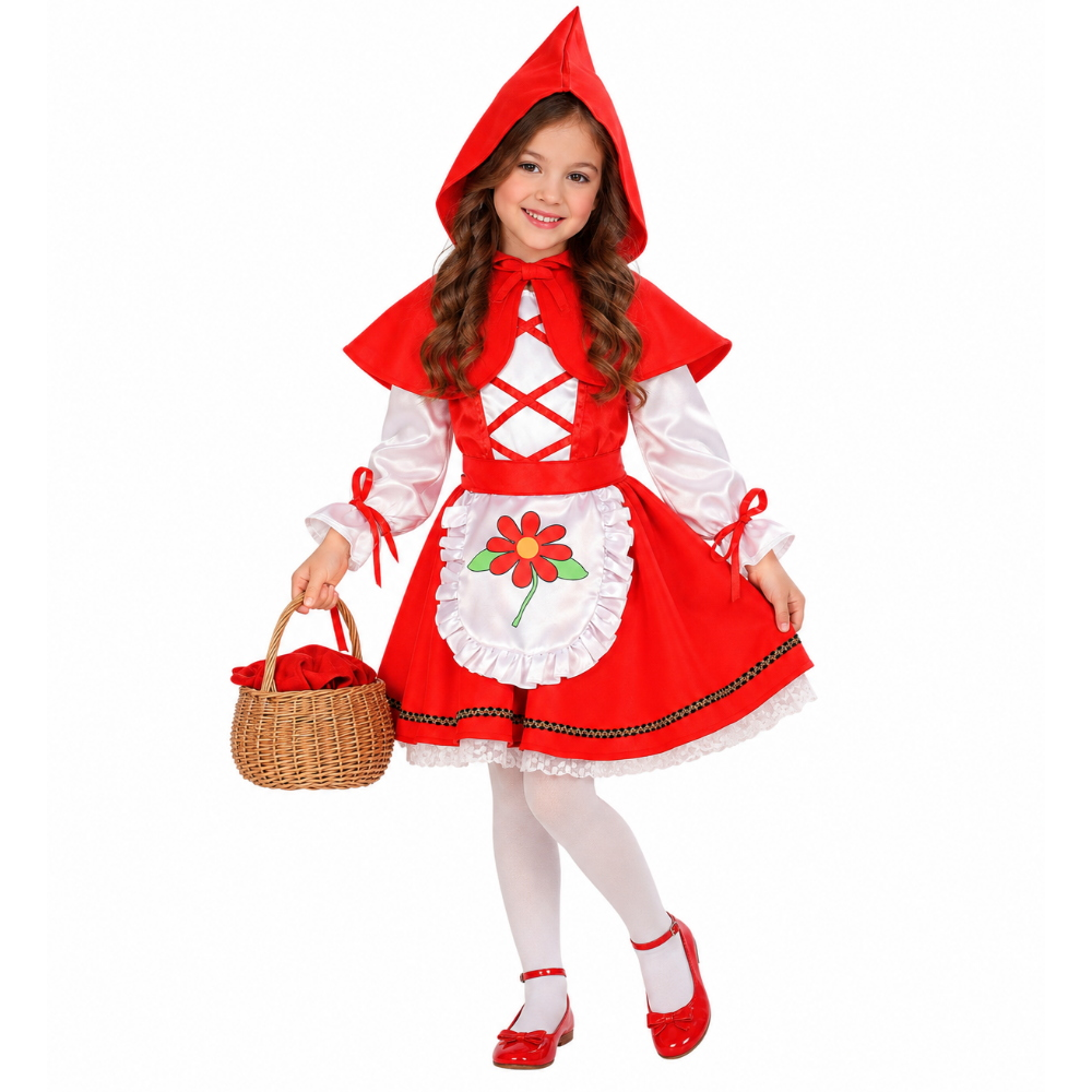 Costume Vestito Abito Travestimento Carnevale Bambina Cappuccetto Mantellino Rosso