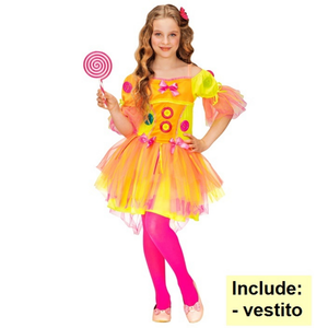 Costume Vestito Abito Travestimento Carnevale Bambina Neon Fantasy Girl