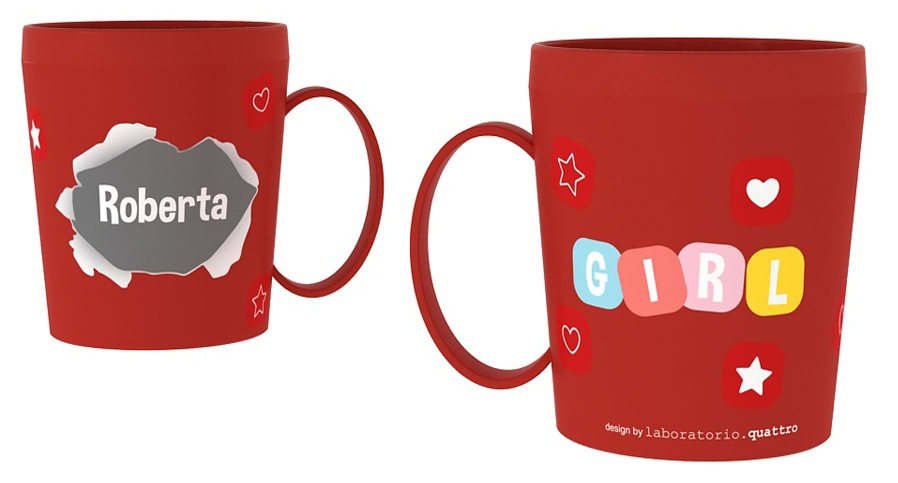 Tazza in Plastica con Nome e Disegni - Roberta - Ryn065