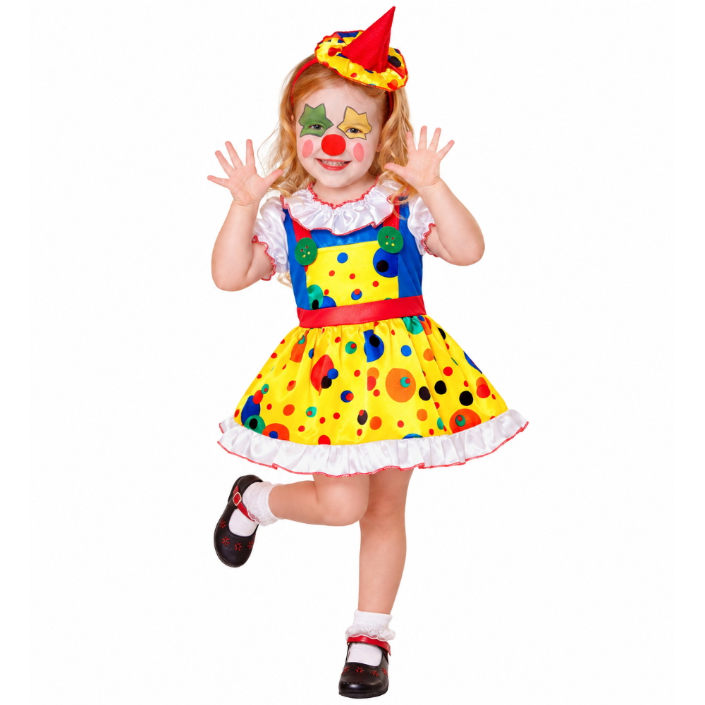 Costume Vestito Abito Travestimento Carnevale Bambina Clown Girl