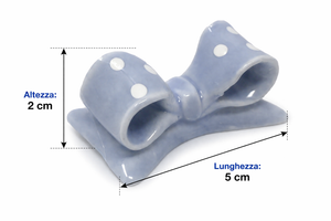 Bomboniera Figura Fiocco Azzurro con Pois in Porcellana - Nascita Neonato Bambino - Cm. 5x2 - 18644