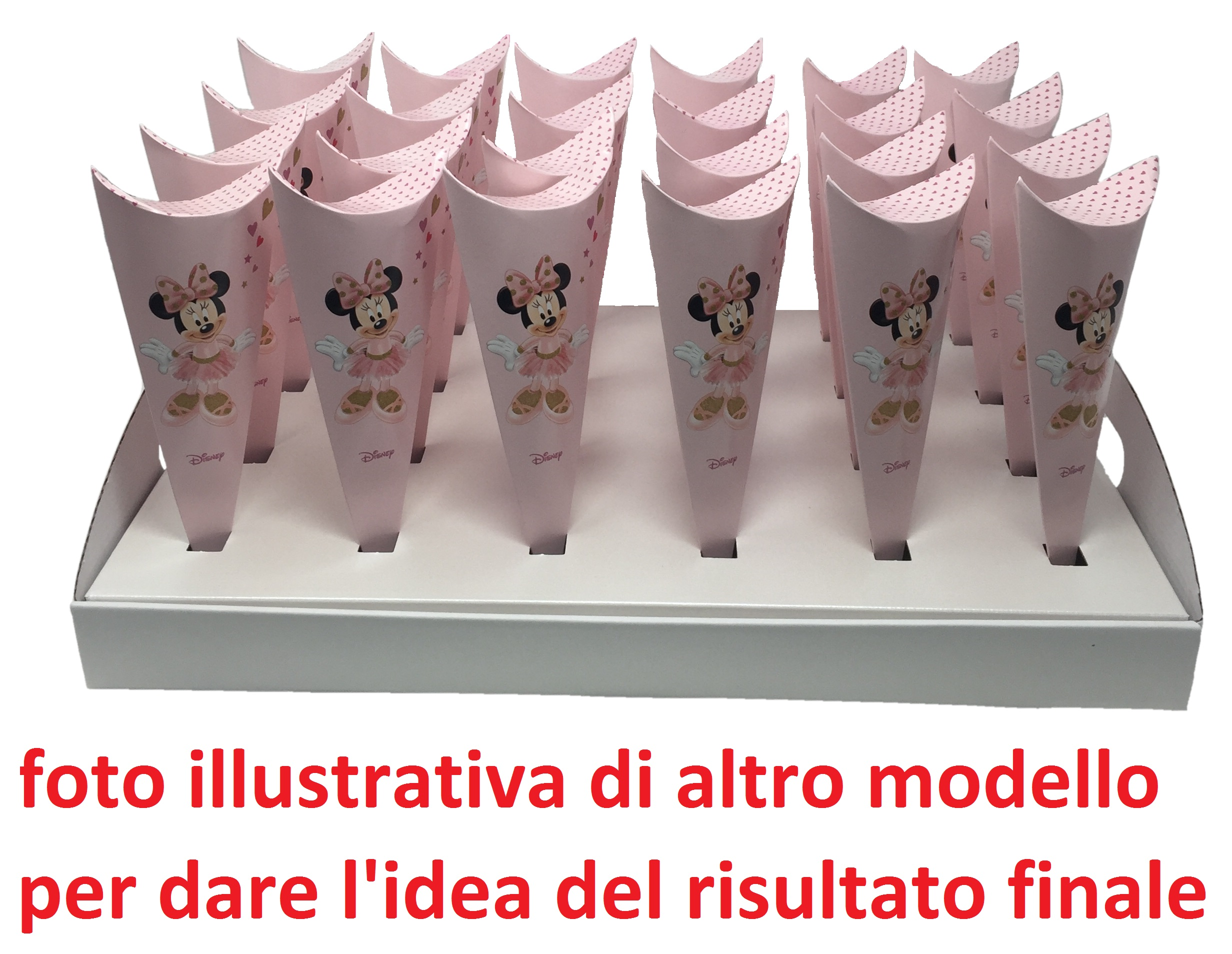 Bomboniera Astuccio Scatolina Portaconfetti Cono - Minnie Mouse DISNEY X 10 Pz.- 68021