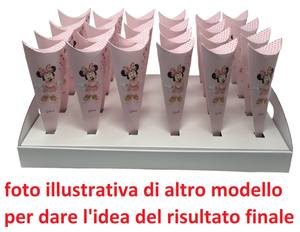 Bomboniera Astuccio Scatolina Portaconfetti Cono - Minnie Mouse DISNEY X 10 Pz.- 68021