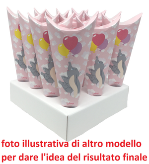 Bomboniera Astuccio Scatolina Portaconfetti Cono - Orsetta - Rosa 17040