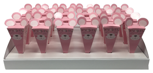 Bomboniera Astuccio Scatolina Portaconfetti Cono - Orsetta - Rosa 17040