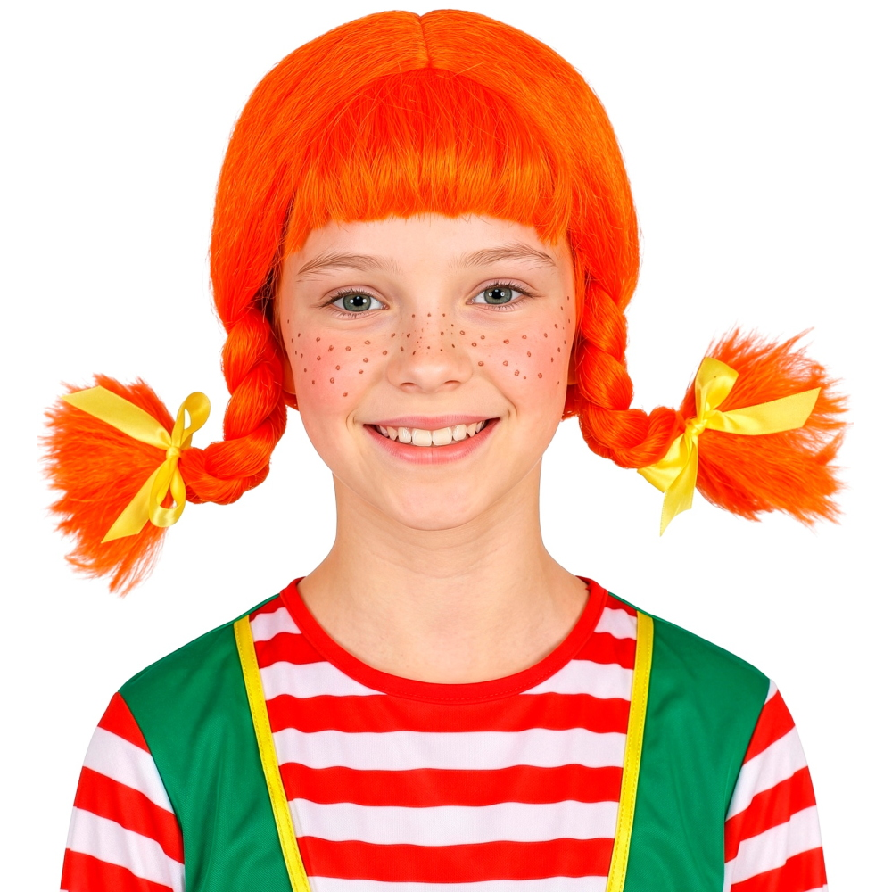 Parrucca Bambina Giocosa con Trecce Accessorio Travestimento Cosplay Pippi Calzelunghe Feste - 6288m
