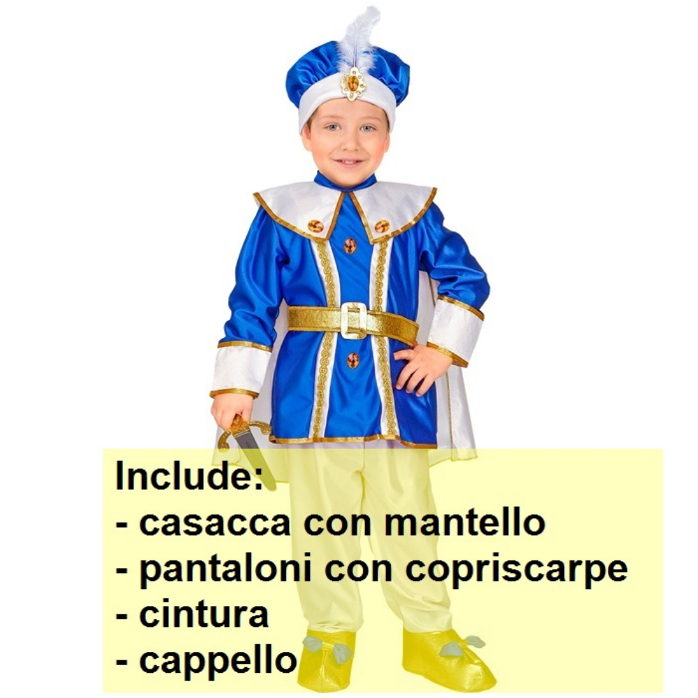 Costume Vestito Abito Travestimento Carnevale Bambino Principe Reale