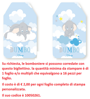 Bomboniera Astuccio Scatolina Portaconfetti Forma Libro Dumbo DISNEY Celeste X 10 Pz. - 68140