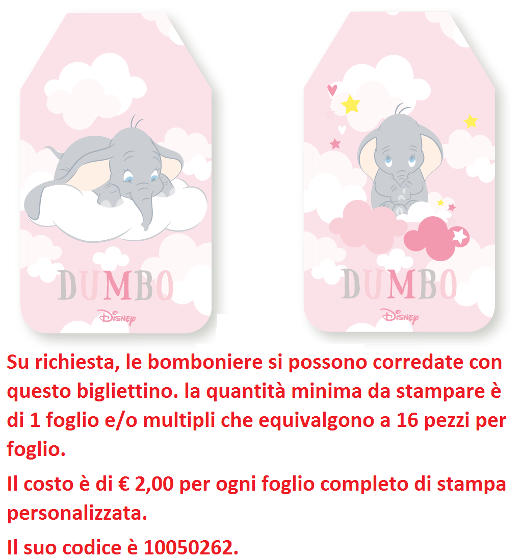 Bomboniera Astuccio Scatolina Portaconfetti Cono - Dumbo DISNEY - Rosa - 68153