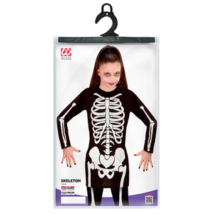 Costume Vestito Abito Travestimento Carnevale Halloween Bambina Scheletro Bianco - 0036