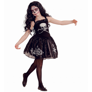Costume Vestito Abito Travestimento Carnevale Halloween Bambina Skullerina Scheletro Ballerina - 0547