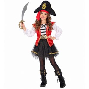 Costume Vestito Abito Travestimento Carnevale Halloween Cosplay Bambina Capitano Pirata - 0698