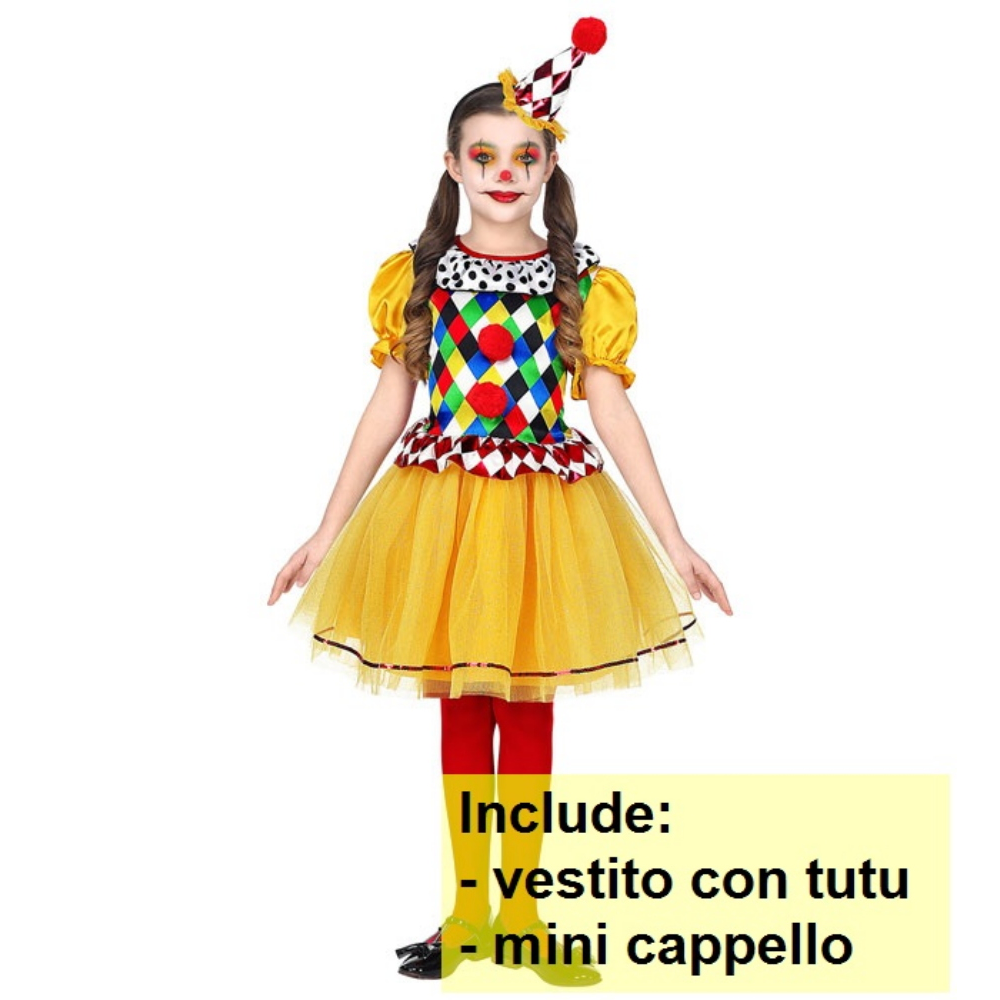 Costume Vestito Abito Travestimento Carnevale Halloween Cosplay Bambina Clown - 0695