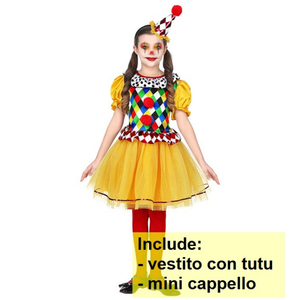 Costume Vestito Abito Travestimento Carnevale Halloween Cosplay Bambina Clown - 0695
