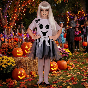 Costume Vestito Abito Travestimento Carnevale Halloween Cosplay Bambina- Fantasma - 9653