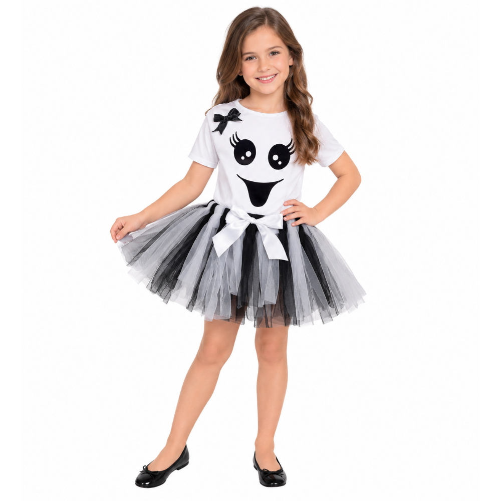 Costume Vestito Abito Travestimento Carnevale Halloween Cosplay Bambina- Fantasma - 9653