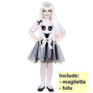 Costume Vestito Abito Travestimento Carnevale Halloween Cosplay Bambina- Fantasma - 9653