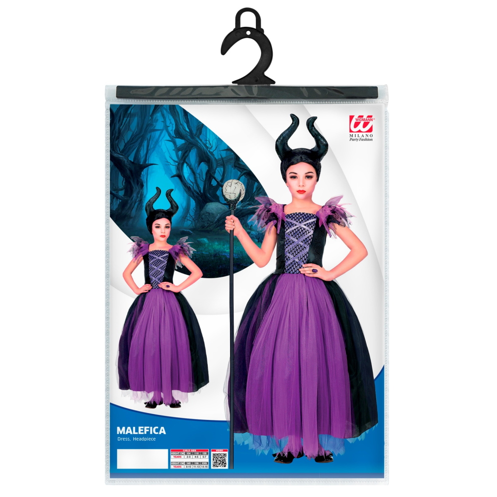 Costume Vestito Abito Travestimento Carnevale Halloween Cosplay Bambina Malefica - 7024