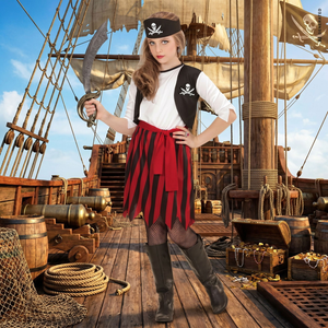 Costume Vestito Abito Travestimento Carnevale Halloween Cosplay Bambina Piratessa - 0722