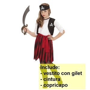 Costume Vestito Abito Travestimento Carnevale Halloween Cosplay Bambina Piratessa - 0722