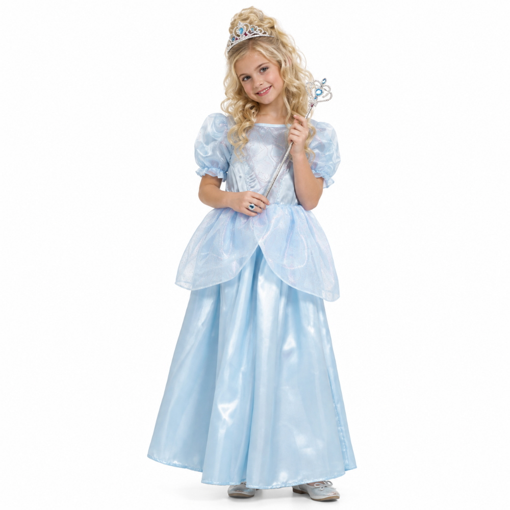 Costume Vestito Abito Travestimento Carnevale Halloween Cosplay Bambina Principessa Azzurra - 1279
