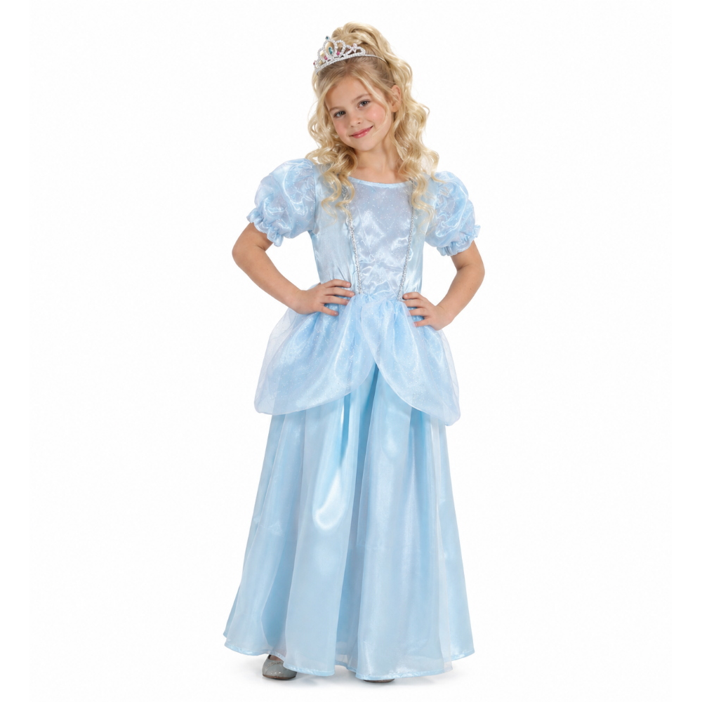 Costume Vestito Abito Travestimento Carnevale Halloween Cosplay Bambina Principessa Azzurra - 1279
