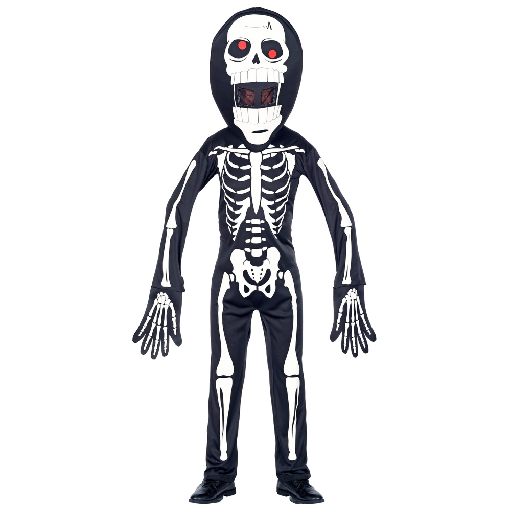 Costume Scheletro con Maschera Sovradimensionata Travestimento Halloween Cosplay - 0879