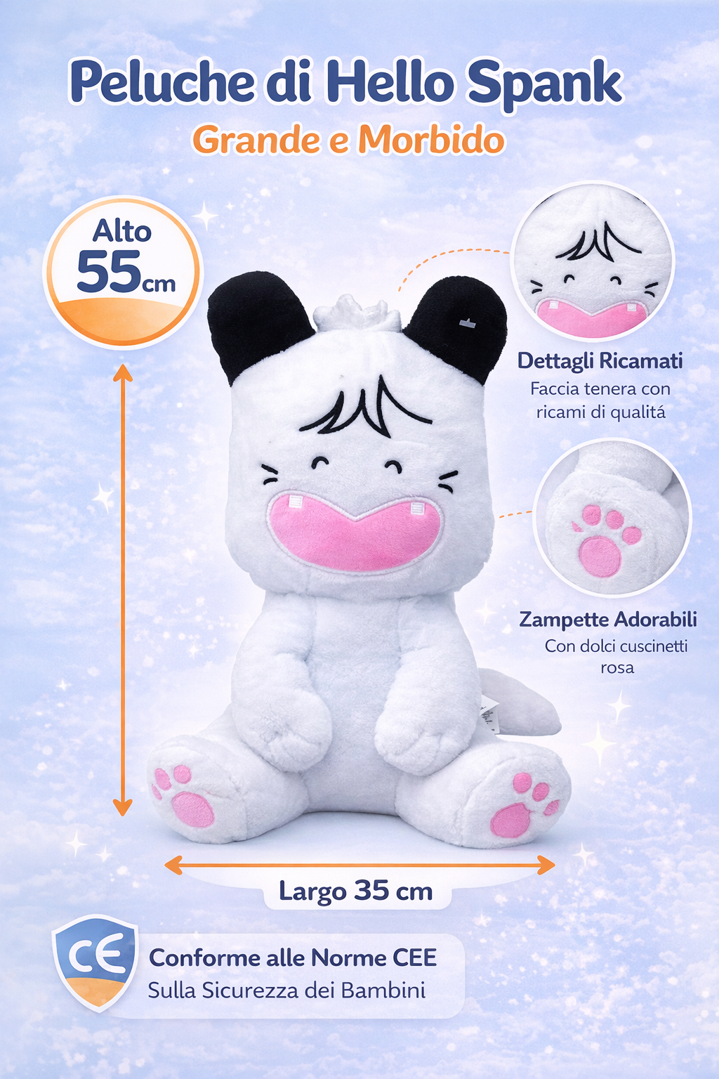 Peluche Hello Spank Pupazzo Favole - 55 Cm. - 49988/55s