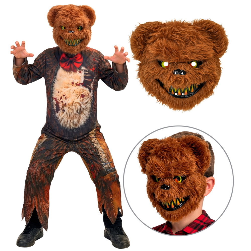 Costume Orso Zombie Tuta e Maschera Travestimento Halloween Carnevale Cosplay- 2197