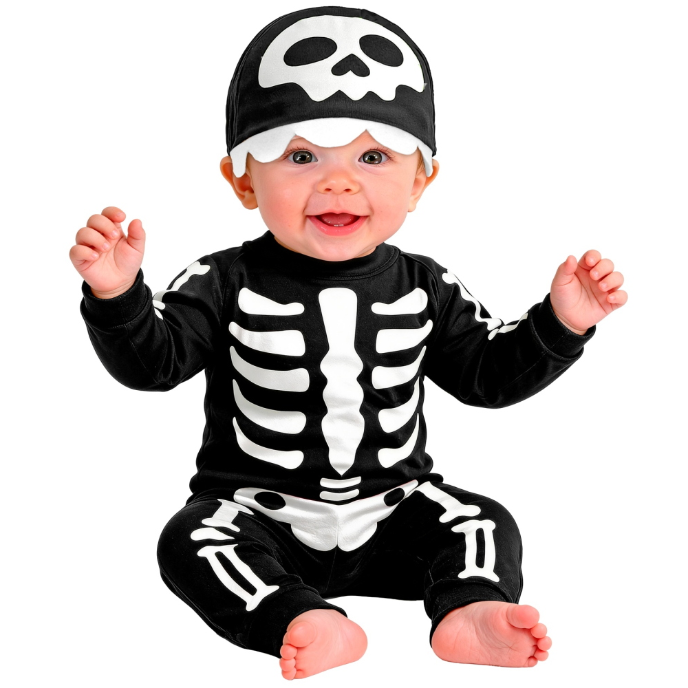 Costume Scheletro Tuta e Copricapo Travestimento Halloween Carnevale Cosplay - 9334