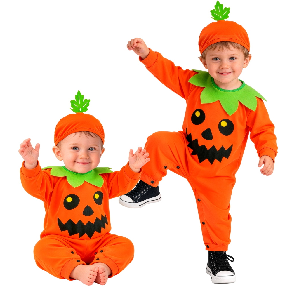 Costume Zucca Tuta e Copricapo Travestimento Halloween Carnevale Cosplay - 9335