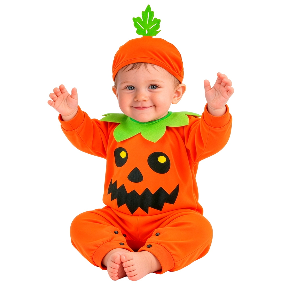 Costume Zucca Tuta e Copricapo Travestimento Halloween Carnevale Cosplay - 9335