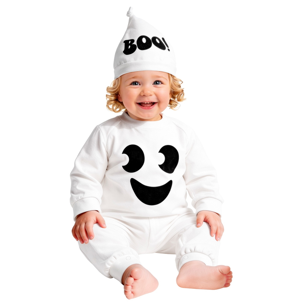 Costume Fantasma Tuta e Copricapo Travestimento Halloween Carnevale Cosplay - 9361