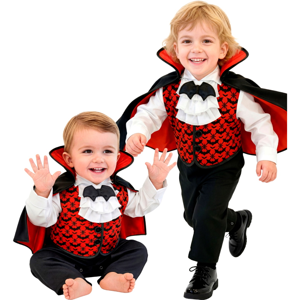 Costume Vampiro Tuta e Mantello Travestimento Halloween Carnevale Cosplay Dracula - 9725