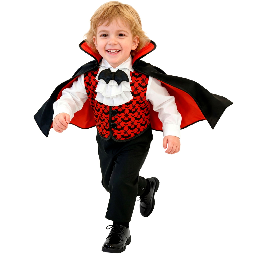 Costume Vampiro Tuta e Mantello Travestimento Halloween Carnevale Cosplay Dracula - 9725