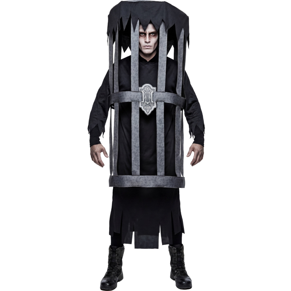 Costume Uomo Ingabbiato Tunica con Cappuccio Travestimento Halloween Carnevale Cosplay - 01182