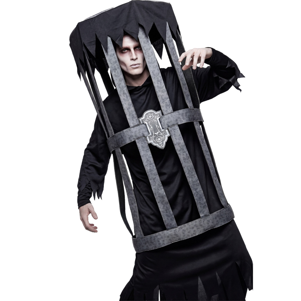 Costume Uomo Ingabbiato Tunica con Cappuccio Travestimento Halloween Carnevale Cosplay - 01182