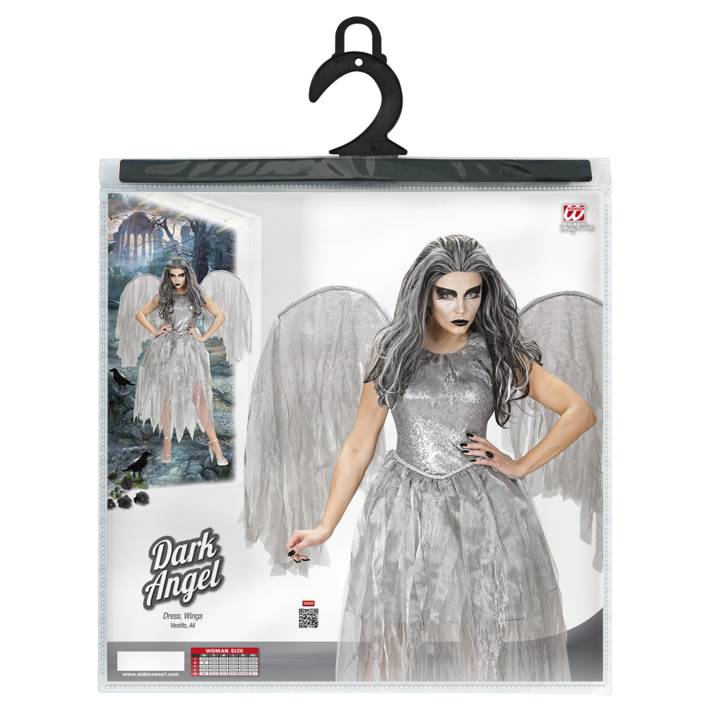 Costume Angelo Oscuro Vestito e Ali Travestimento Halloween Carnevale Cosplay- 0620