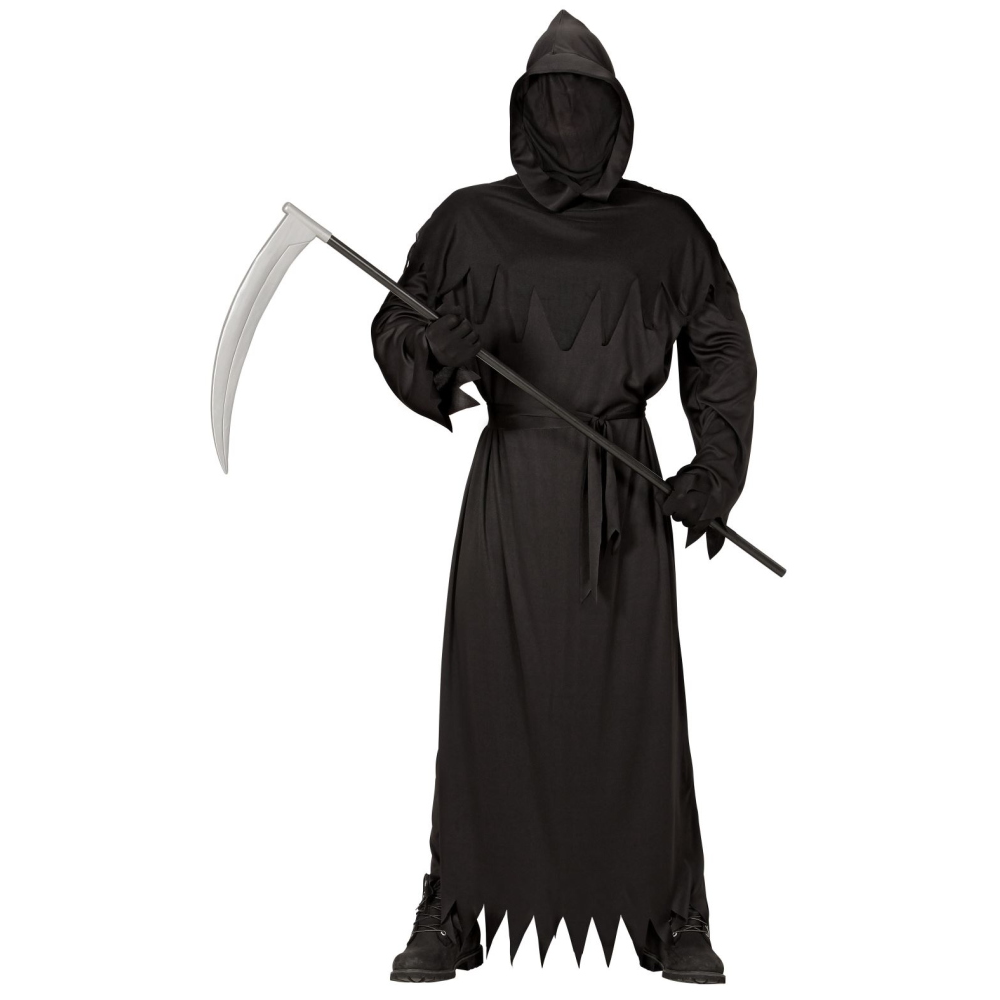 Costume Reaper Tunica con Cappuccio e Maschera Travestimento Mietitotre Halloween Cosplay- 0744