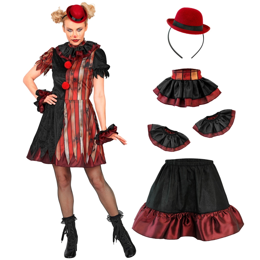 Costume Pagliaccia Malvagia Vestito Travestimento Halloween Carnevale Cosplay - 6093