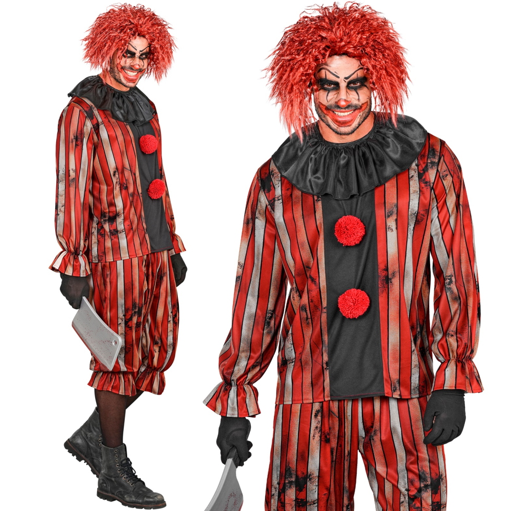 Costume Pagliaccio Malvagio Casacca e Pantaloni Travestimento Halloween Carnevale Cosplay - 6094