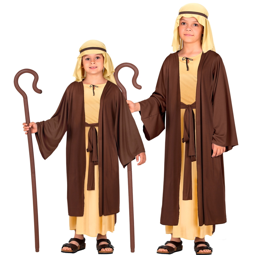 Costume Giuseppe Tunica e Copricapo Travestimento Bambino Recita Natale Carnevale Cosplay - 0294