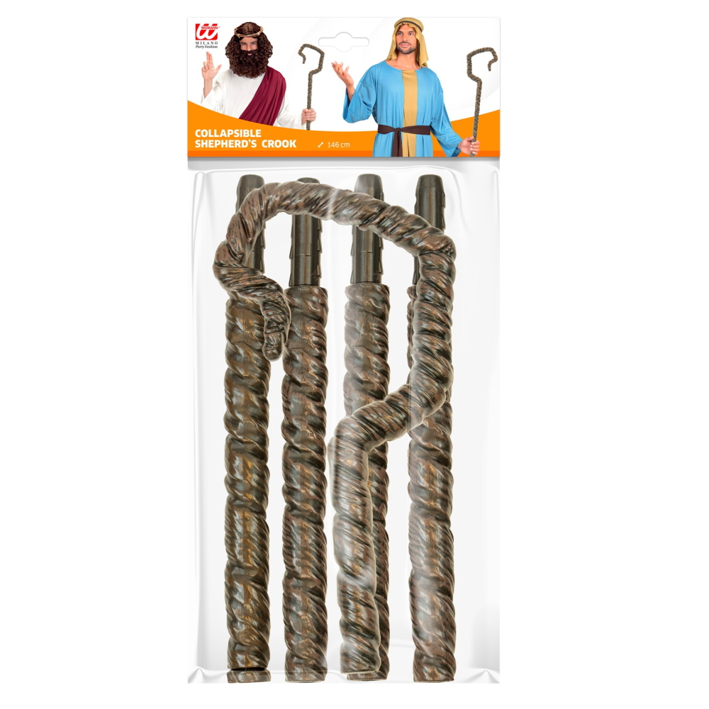 Bastone Pastore Abbattibile 146 CM Accessorio Vestito Travestimento Carnevale Natale - 42228