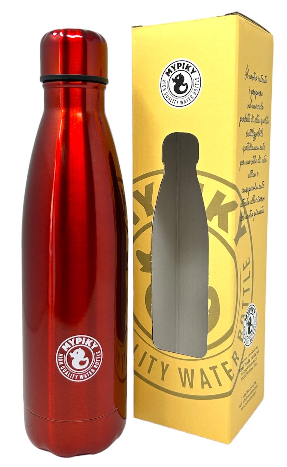 Bottiglia in Acciaio Inox 18/10 Thermos Doppia Parete - Beccuccio Stile Pet Colorata 500 Ml. - Mpas01/6