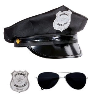 Vestito Carnevale + Accessori Poliziotta Vestito Pistola Calze Cappello Occhiali Tg M Travestimento - 0508 Adulto+2775p+4750r+95719
