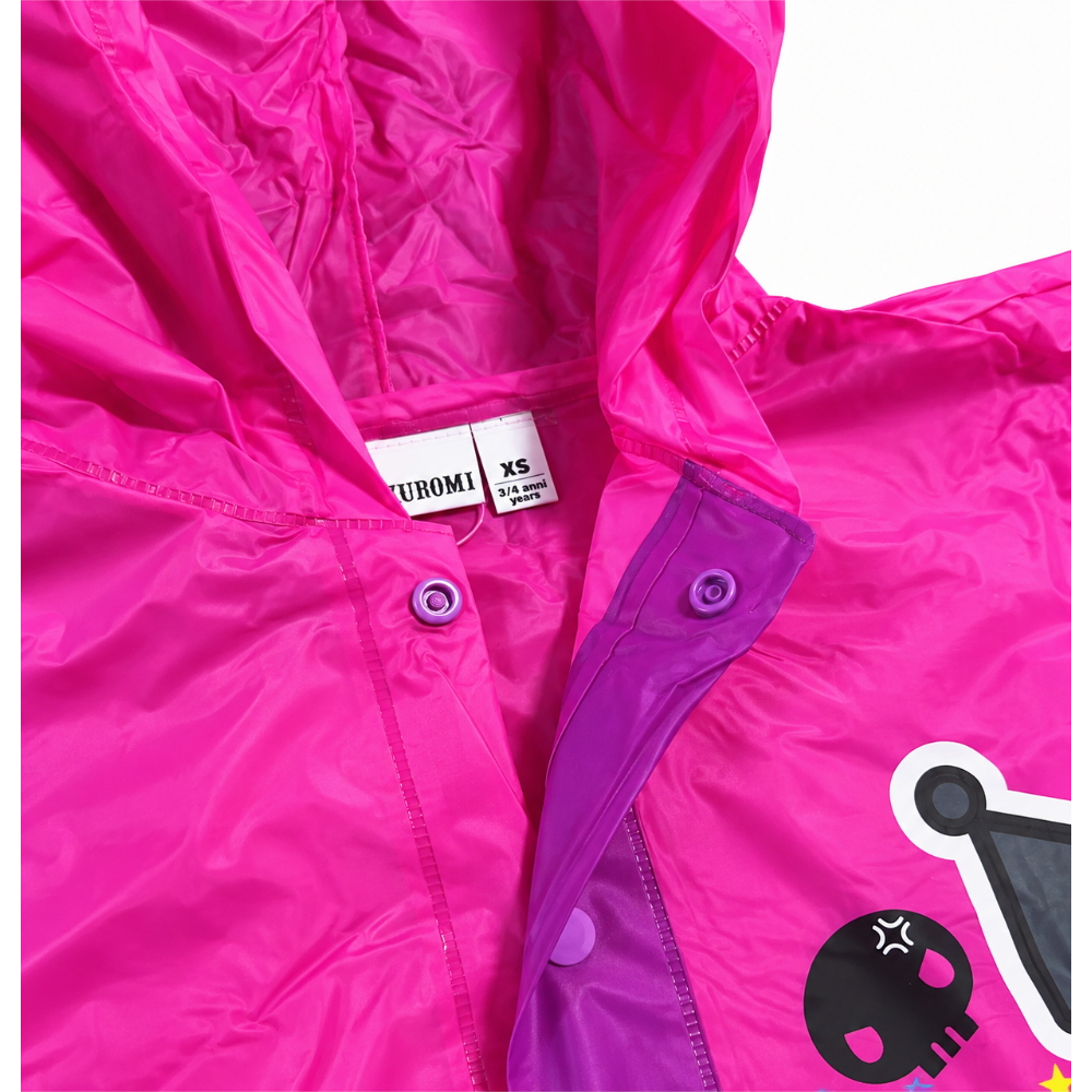 Mantellina Kuromi Sanrio Poncho Impermeabile Antipioggia con Cappuccio - H13552mc